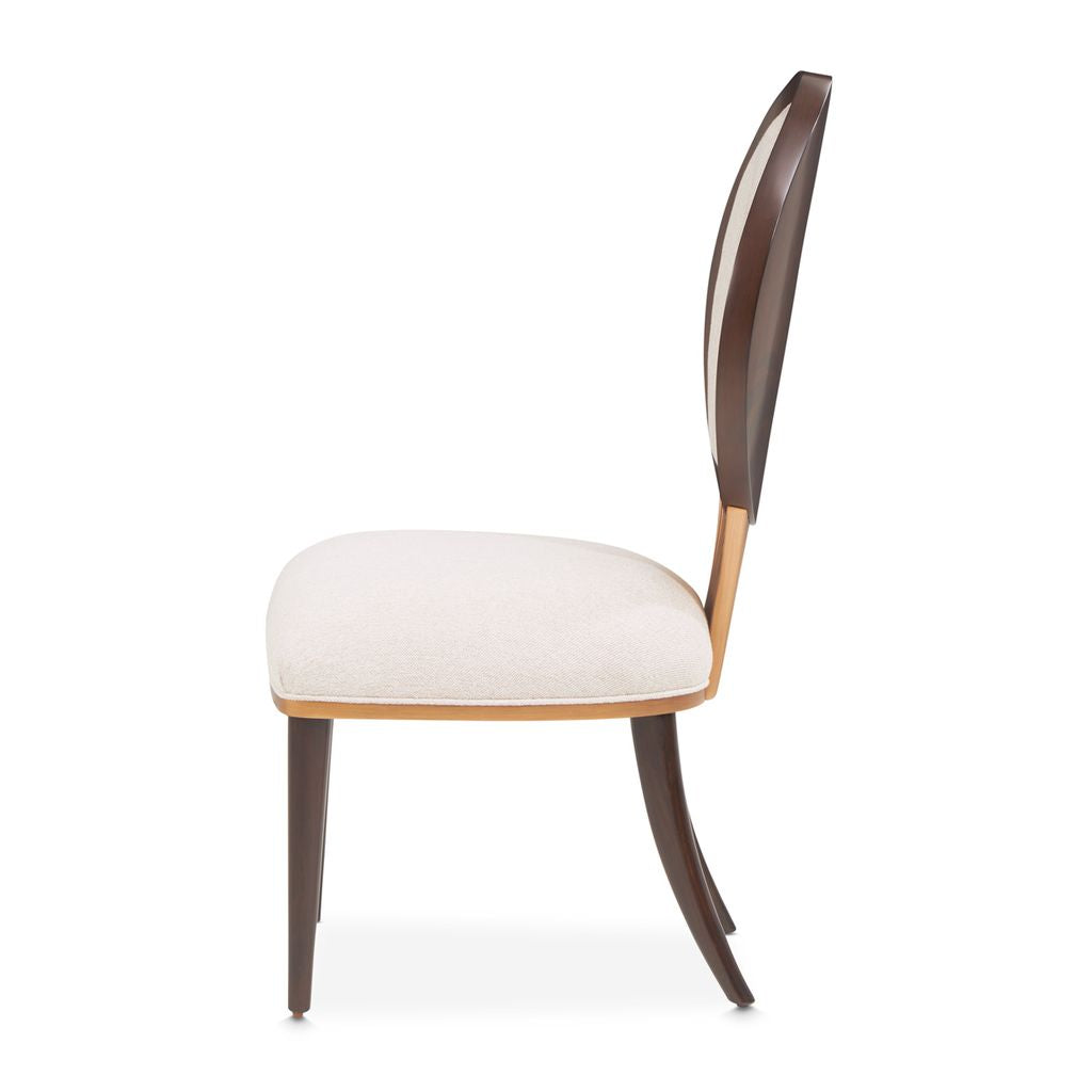 Michael Amini Camellia Field Linen/Warm Pecan Dining Side Chair - Set of 2