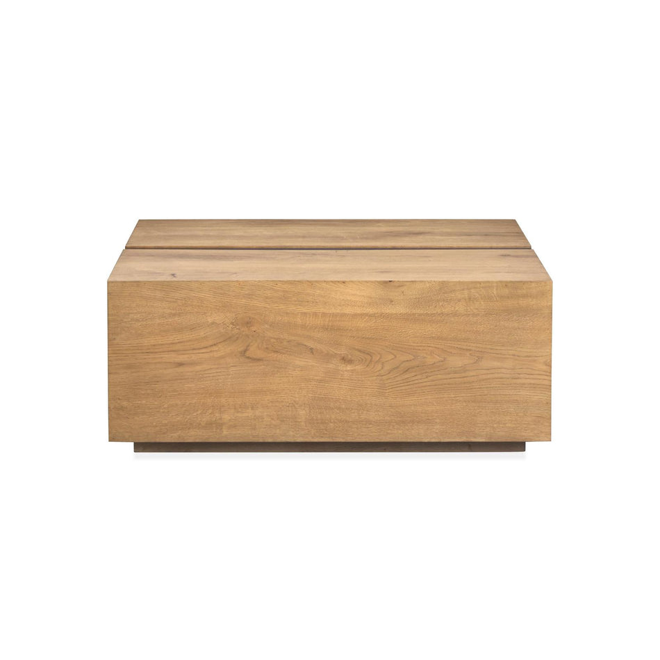 Magnussen Home Ripley Rustic Caramel And Dark Bronze Square Cocktail Table With Casters