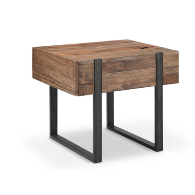 Magnussen Home Prescott Rustic Honey And Distressed Iron Rectangular End Table