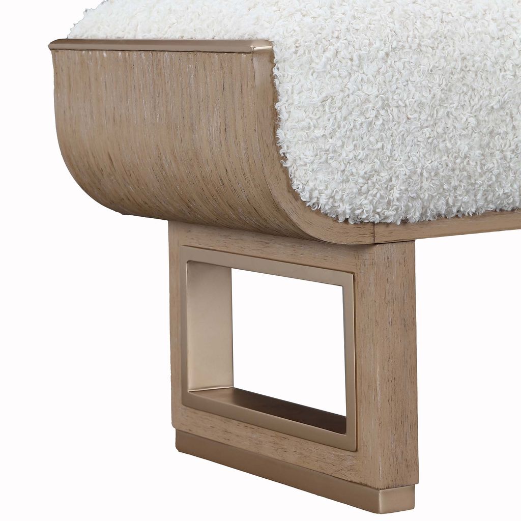 Michael Amini West Kensington Accent Bench - Sea Salt Caramel