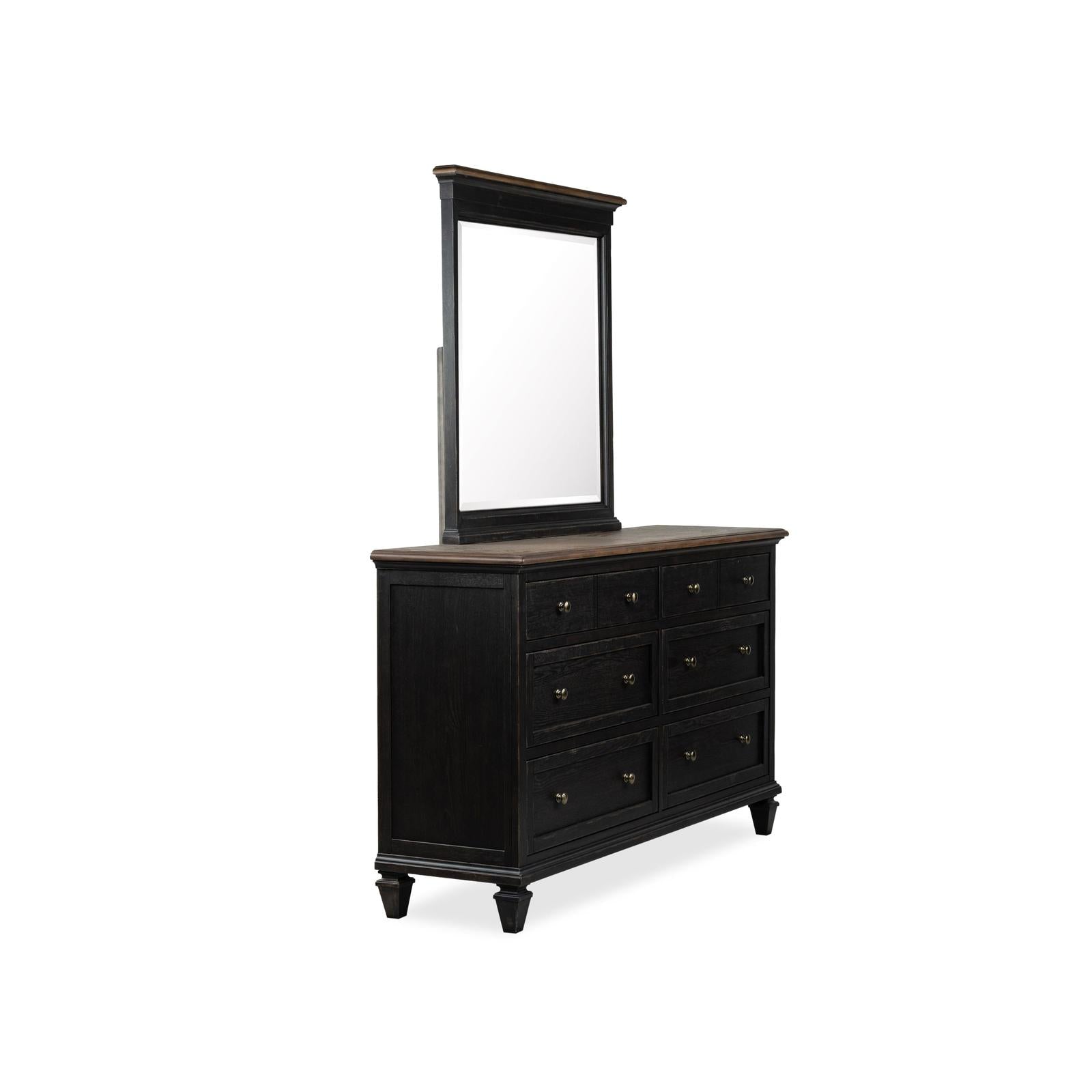 Magnussen Home Surrey Brown Double Drawer Dresser With Portrait Mirror
