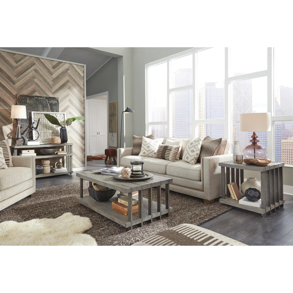 Magnussen Home Eldridge Weathered Gravel And Satin Bronze Rectangular Sofa Table