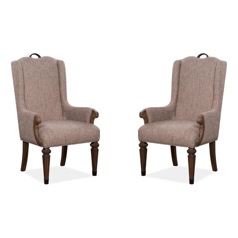 Magnussen Home Durango Willadeene Brown Upholstered Host Chair Set of 2
