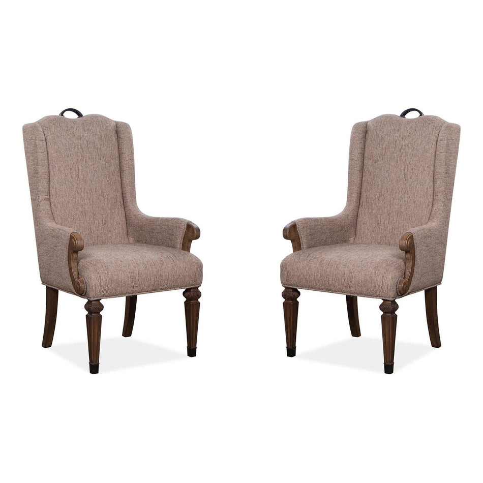 Magnussen Home Durango Willadeene Brown Upholstered Host Chair Set of 2