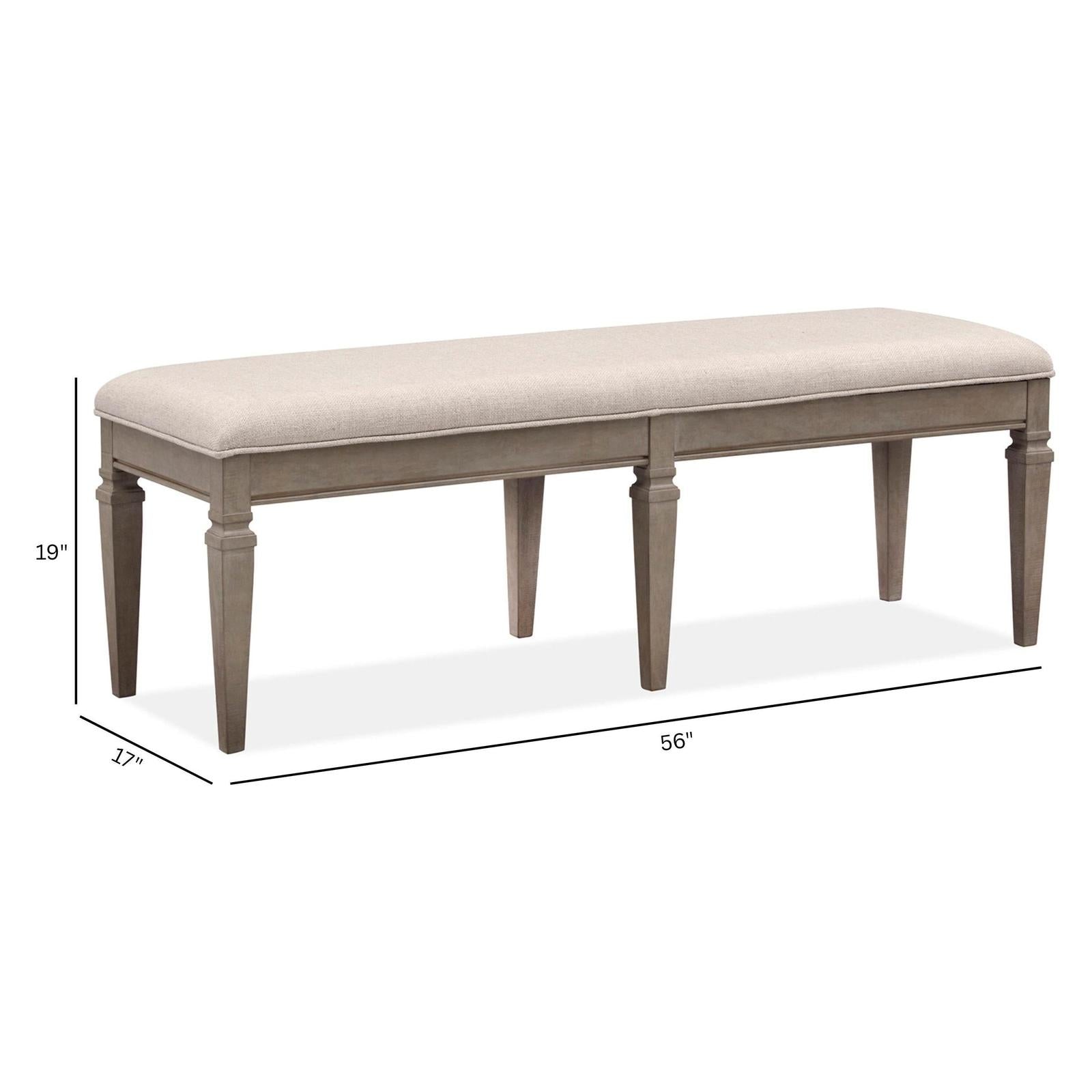 Magnussen Home Lancaster Dovetail Grey Upholstered Bench