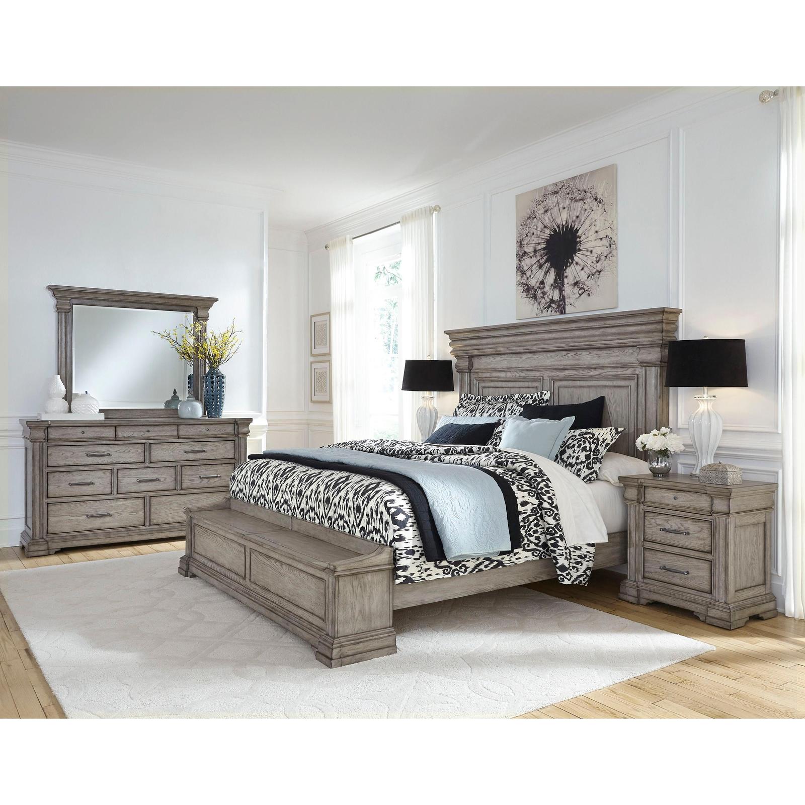 Pulaski Furniture Madison Ridge Heritage Taupe Panel Bed With Blanket Chest Footboard