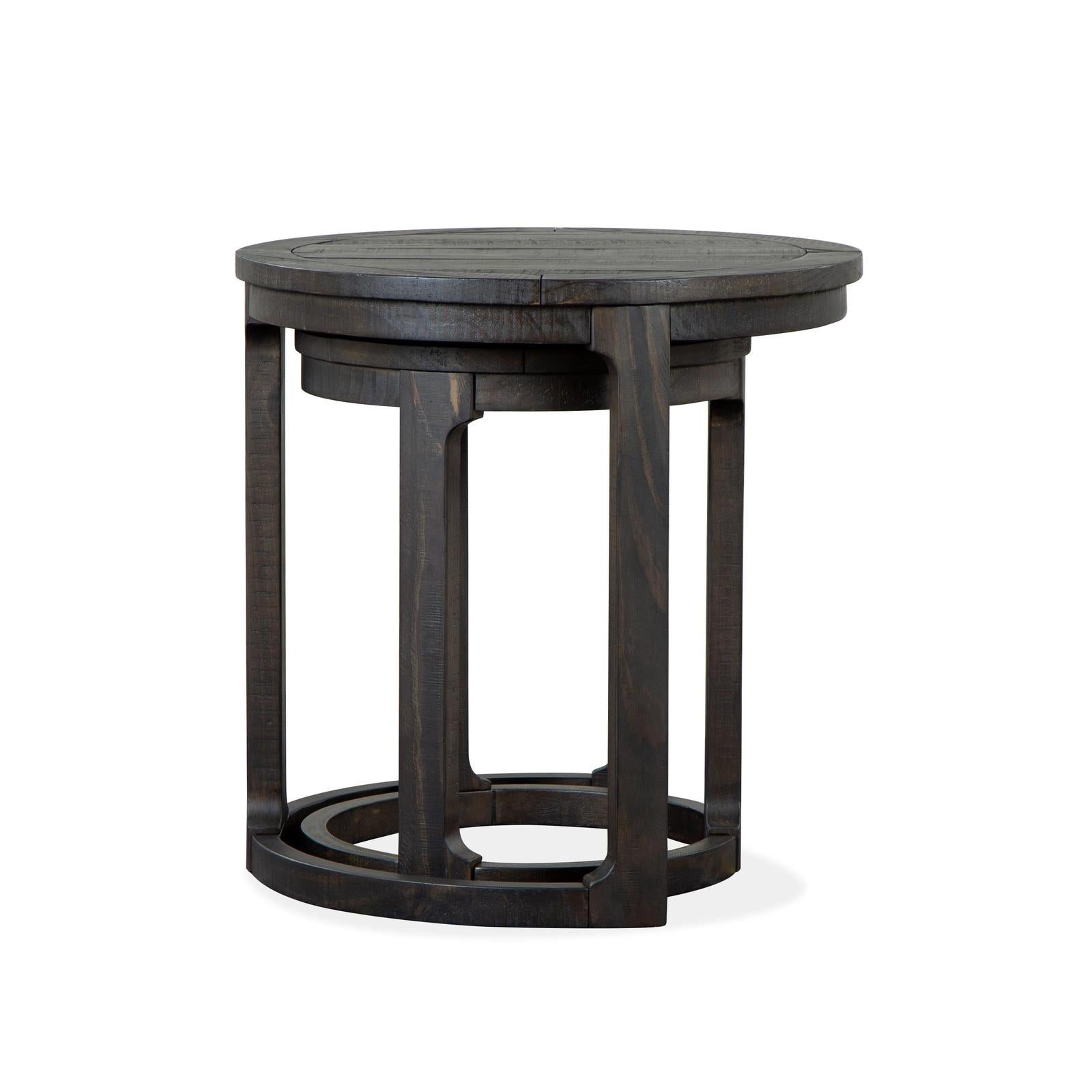 Magnussen Home Boswell Peppercorn Round Nesting End Table