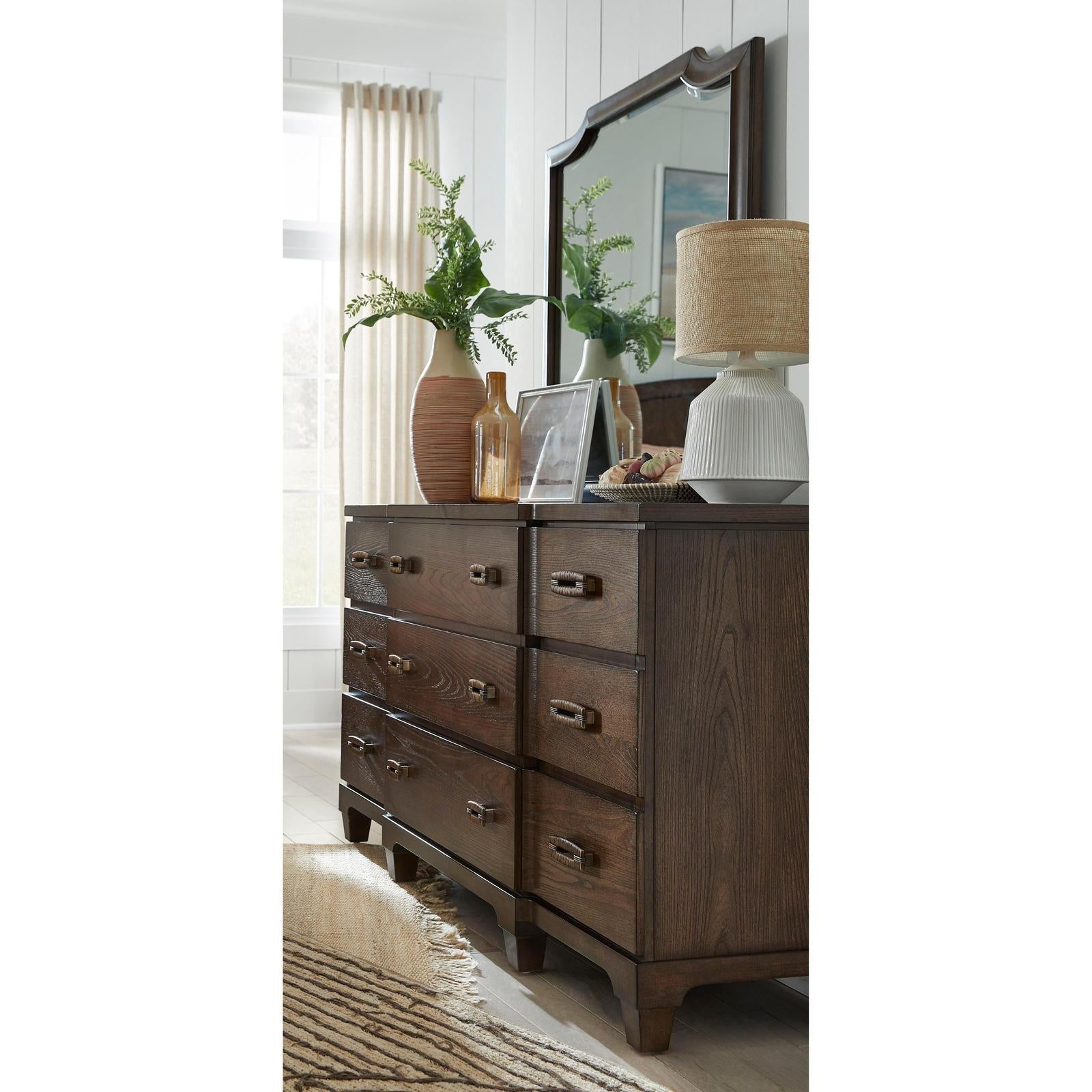 Salt Life Home Sugar Mill Spiced Rum Drawer Dresser with Shaped Mirror