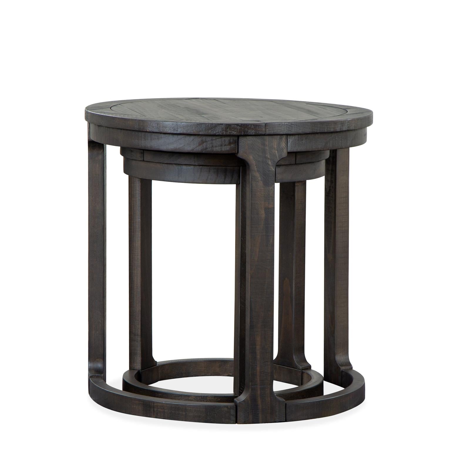Magnussen Home Boswell Peppercorn Round Nesting End Table