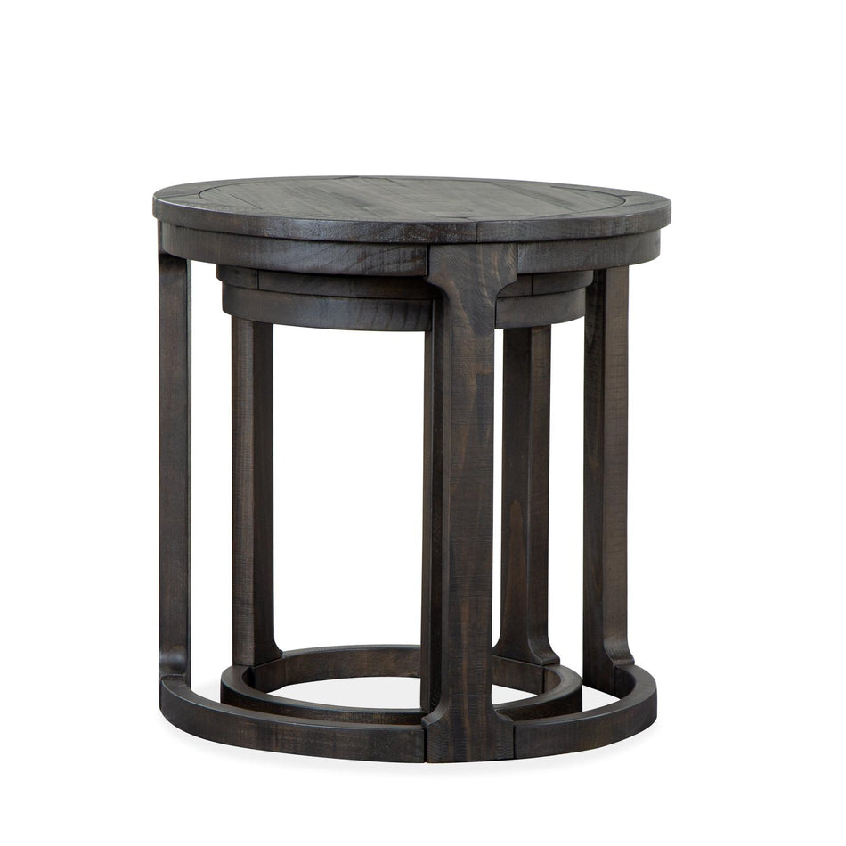 Magnussen Home Boswell Peppercorn Round Nesting End Table