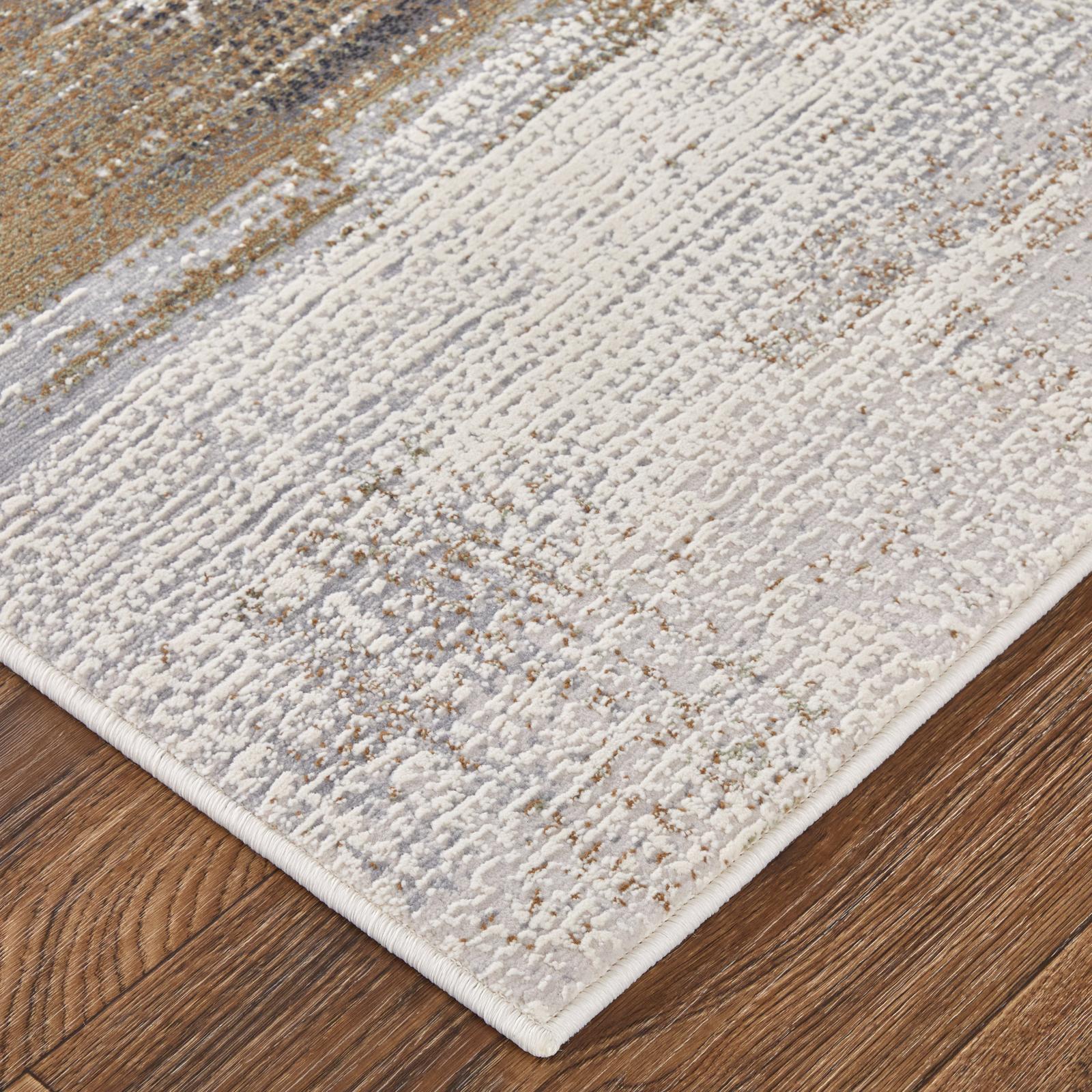 Feizy Mandana 39LYF Modern Abstract Rug in Brown/Ivory