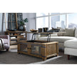 Magnussen Home Chesterfield Farmhouse Timber Lift Top Storage Cocktail Table With Casters