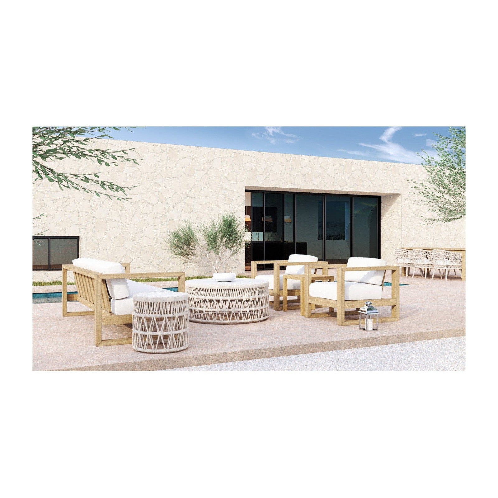 Sunset West Dana Coffee Table with Honed Carrara Marble Top