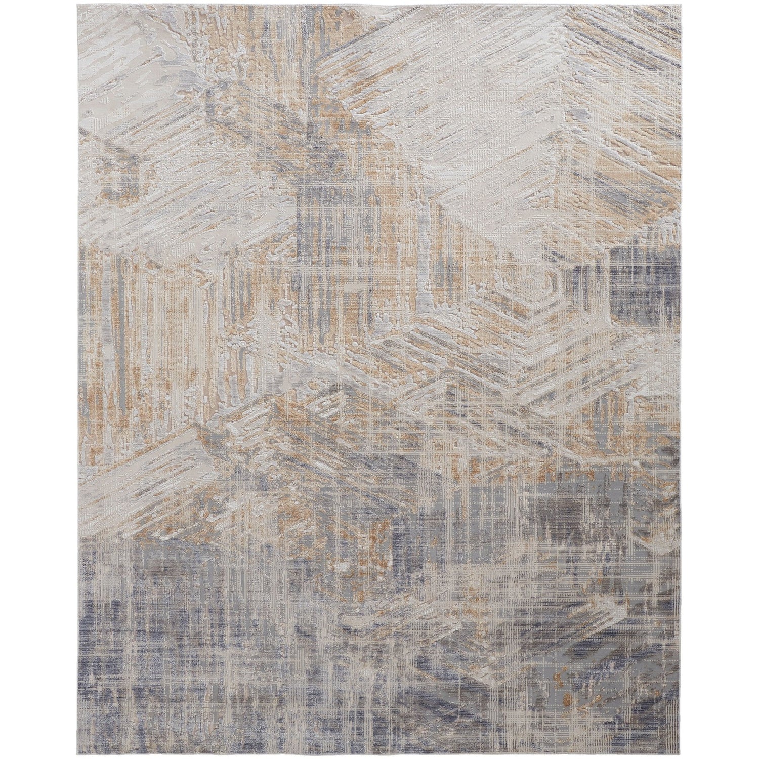 Feizy Laina 39G6F Transitional Abstract in Tan/Ivory/Gray