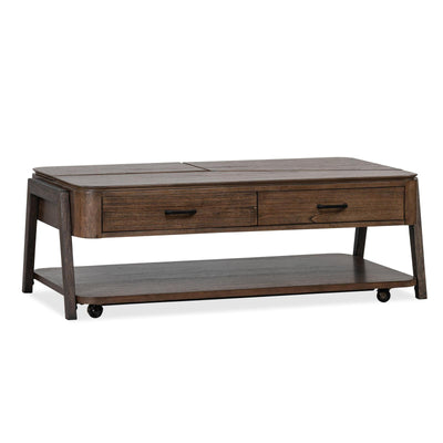 Magnussen Home Hallie Milk Chocolate & Dark Chocolate Lift Top Storage Cocktail Table With Casters