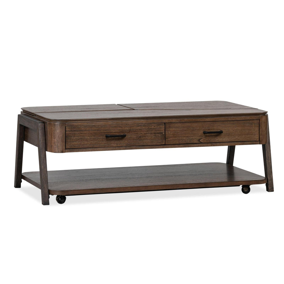 Magnussen Home Hallie Milk Chocolate & Dark Chocolate Lift Top Storage Cocktail Table With Casters