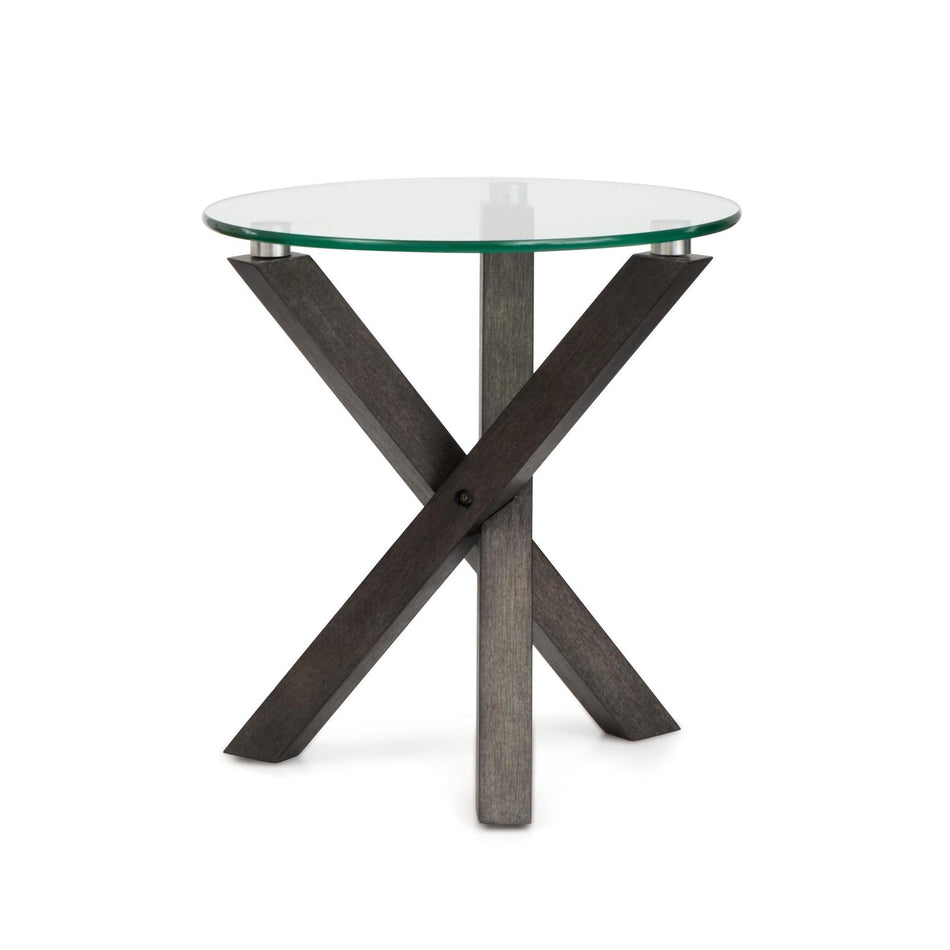 Magnussen Home Jax Carbon Shadow & Chrome Round End Table