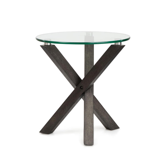 Magnussen Home Jax Carbon Shadow & Chrome Round End Table