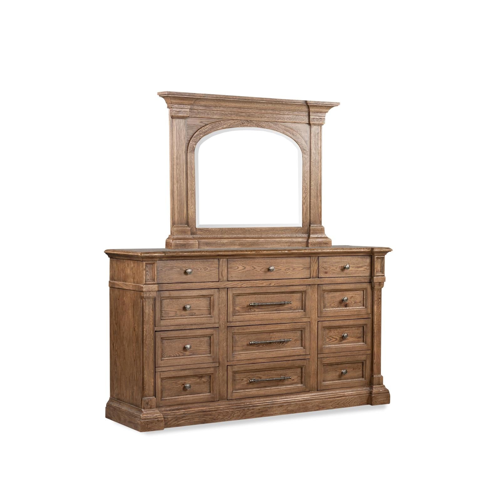 Pulaski Furniture Gallant Grove Brown Drawer Dresser With Shaped Mirror