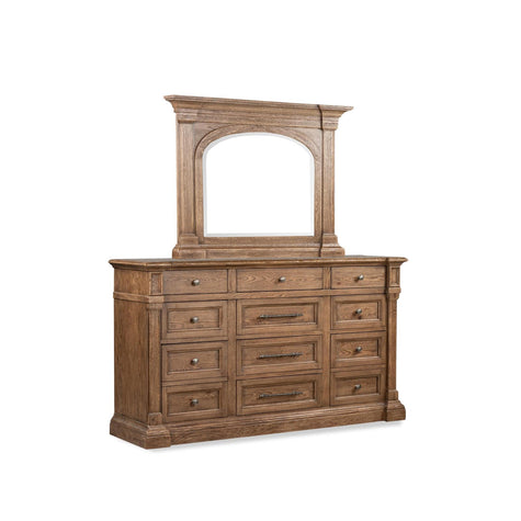 Pulaski Furniture Gallant Grove Brown Drawer Dresser With Shaped Mirror