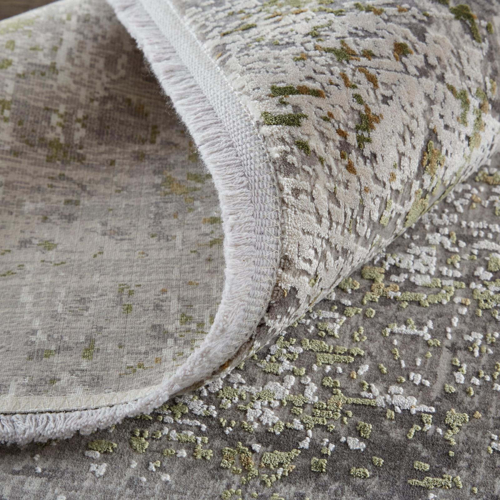 Feizy Cadiz 39FXF Modern Abstract Rug in Green/Gray/Ivory