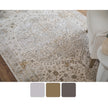 Feizy Cadiz 39T0F Traditional Medallion Rug in Ivory/Gray/Gold