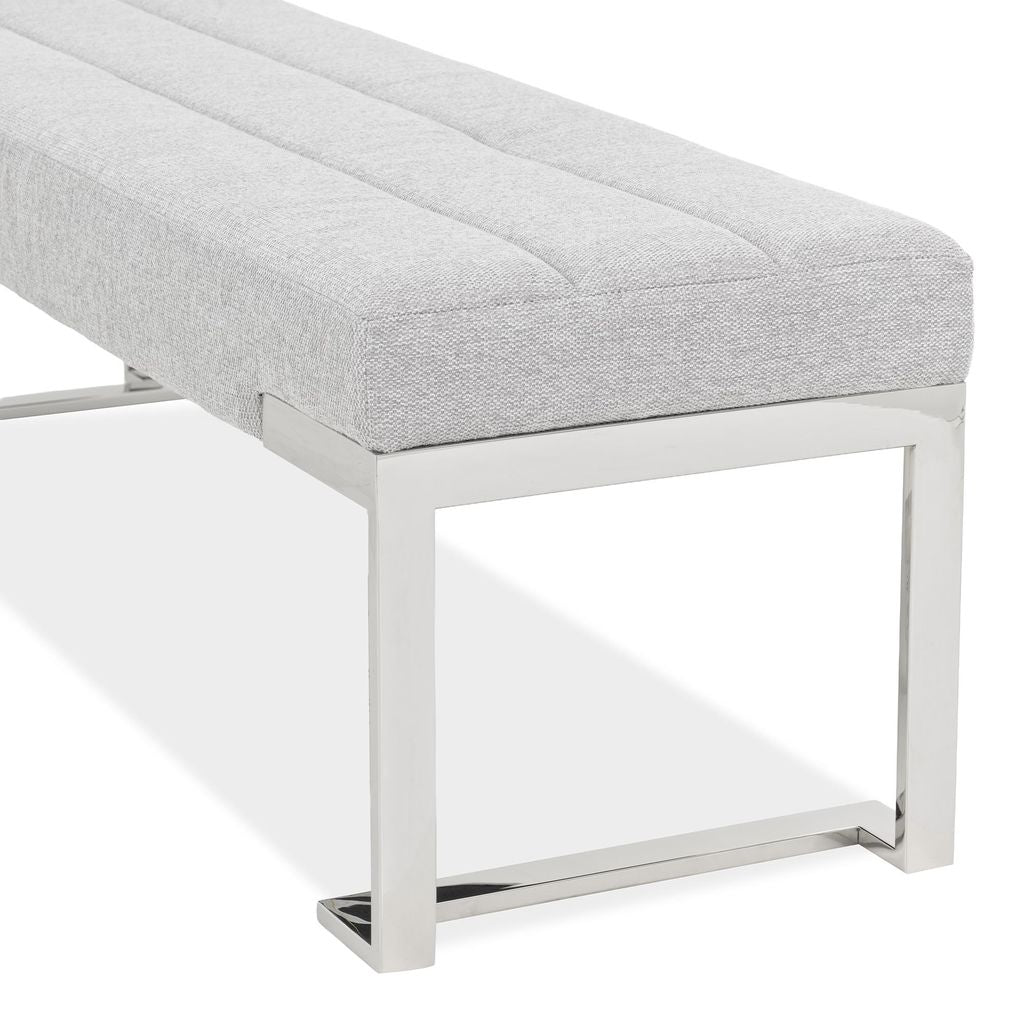 Michael Amini Tulip Accent Bench - Gray/Chrome