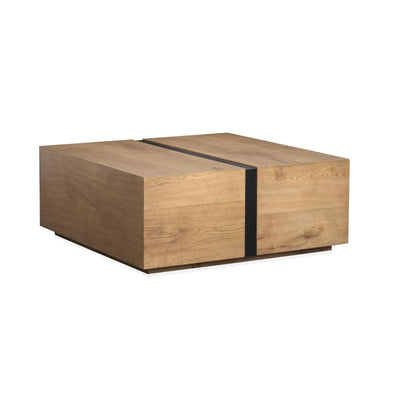 Magnussen Home Ripley Rustic Caramel And Dark Bronze Square Cocktail Table With Casters