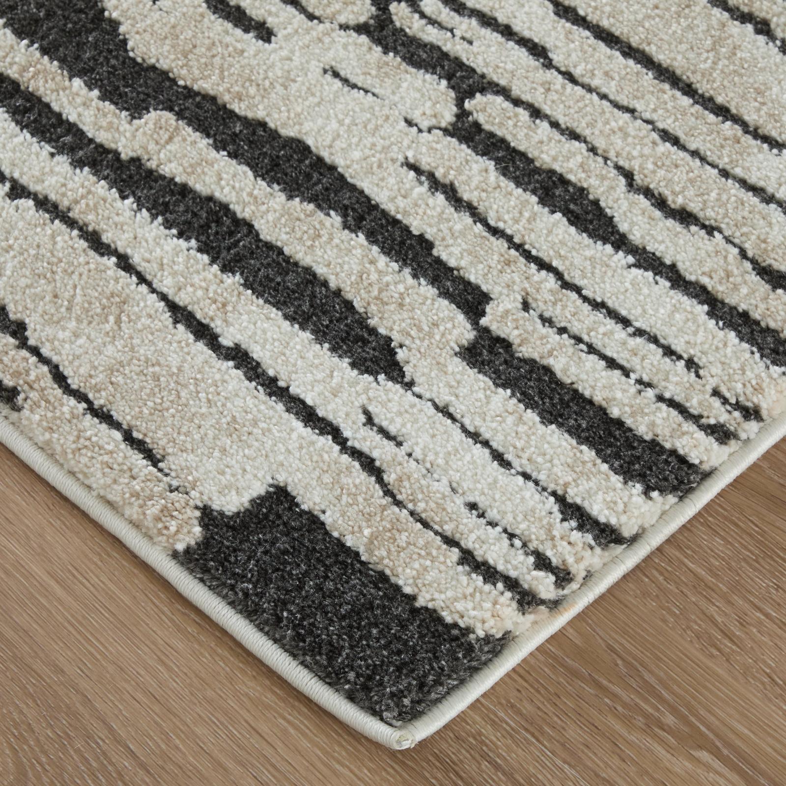 Feizy Gilmore 39UPF Modern Stripes, Ivory/Black, Rug