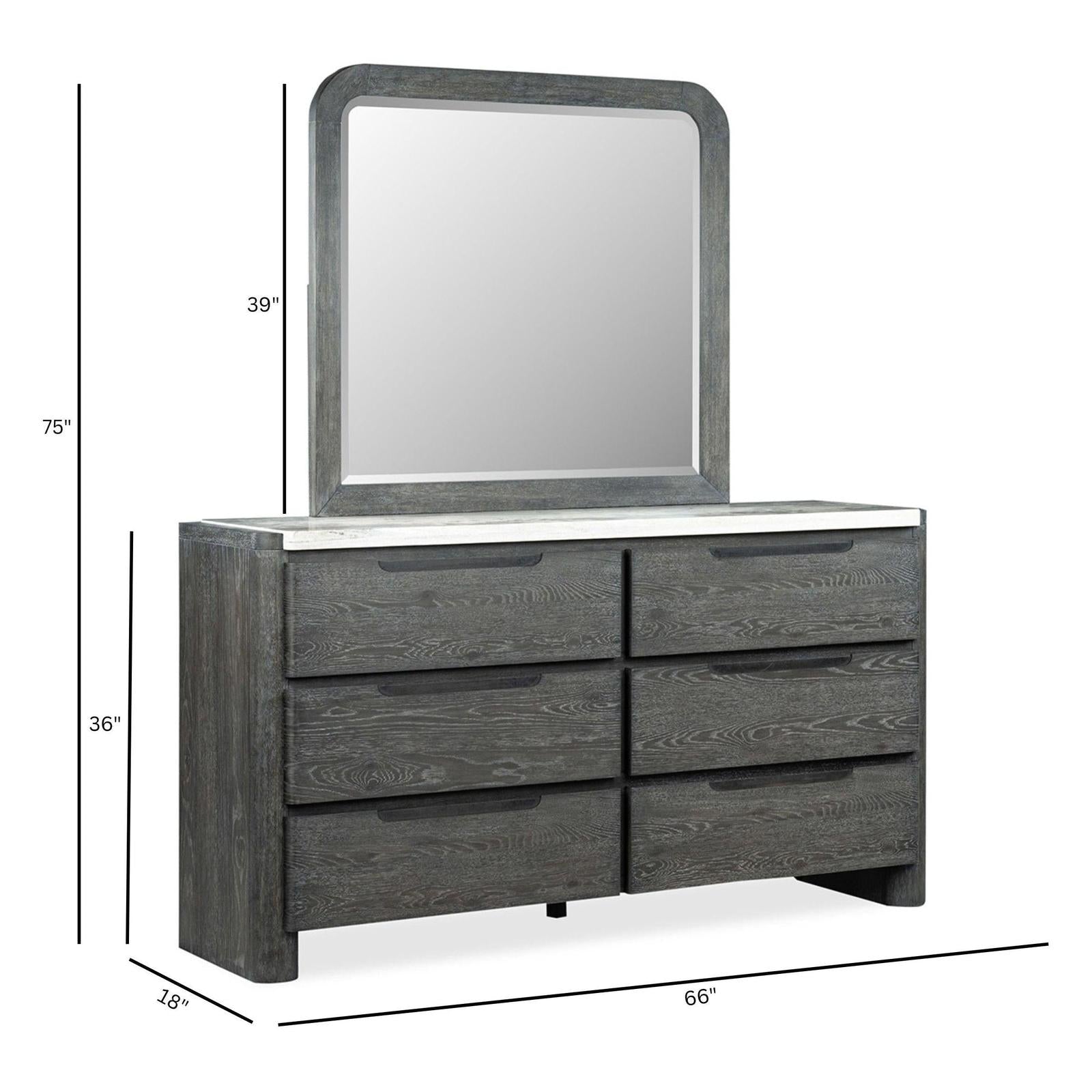 Magnussen Home Keaton Black Double Drawer Dresser With Portrait Mirror