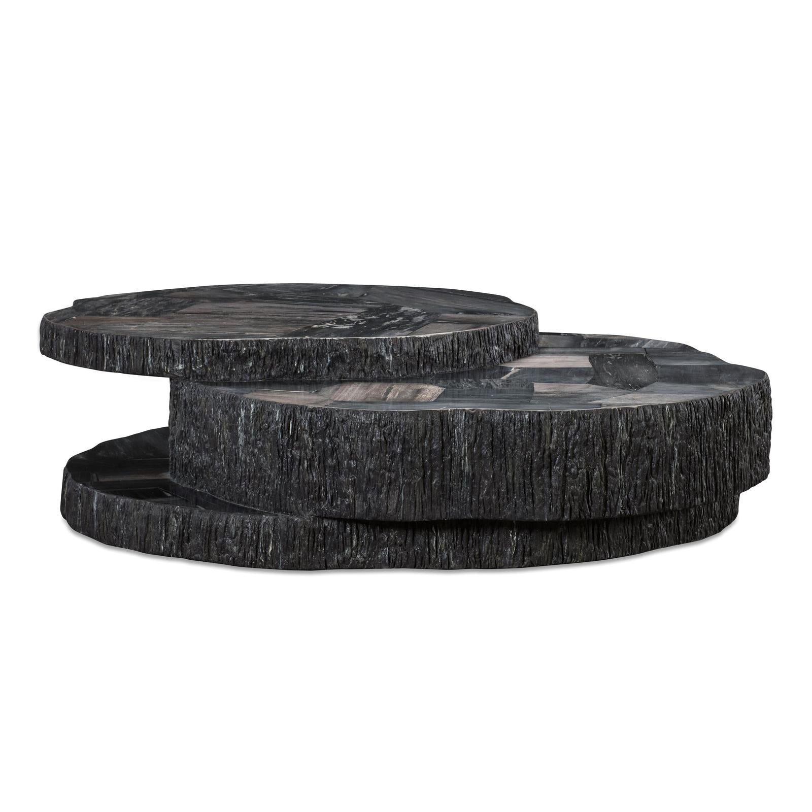 Century Furniture Grand Tour Furniture Petrified Wood Stacked Cocktail Table