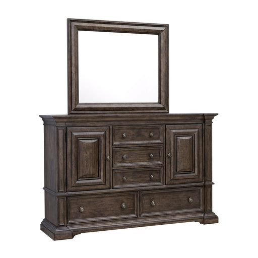 Pulaski Furniture Woodbury 5-Drawer, 2 Cabinet Dresser & Mirror Set