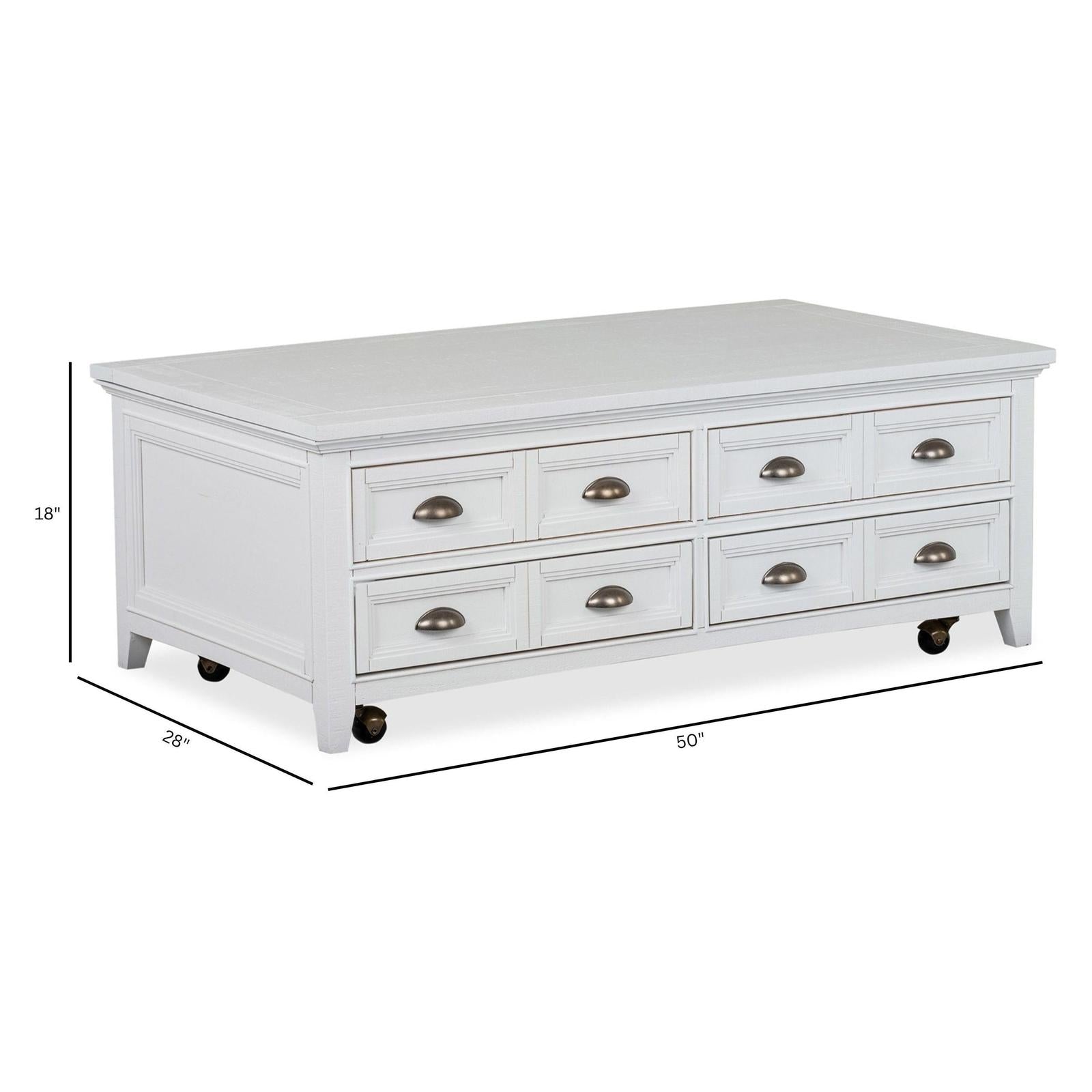 Magnussen Home Heron Cove Chalk White Lift Top Storage Cocktail Table With Casters