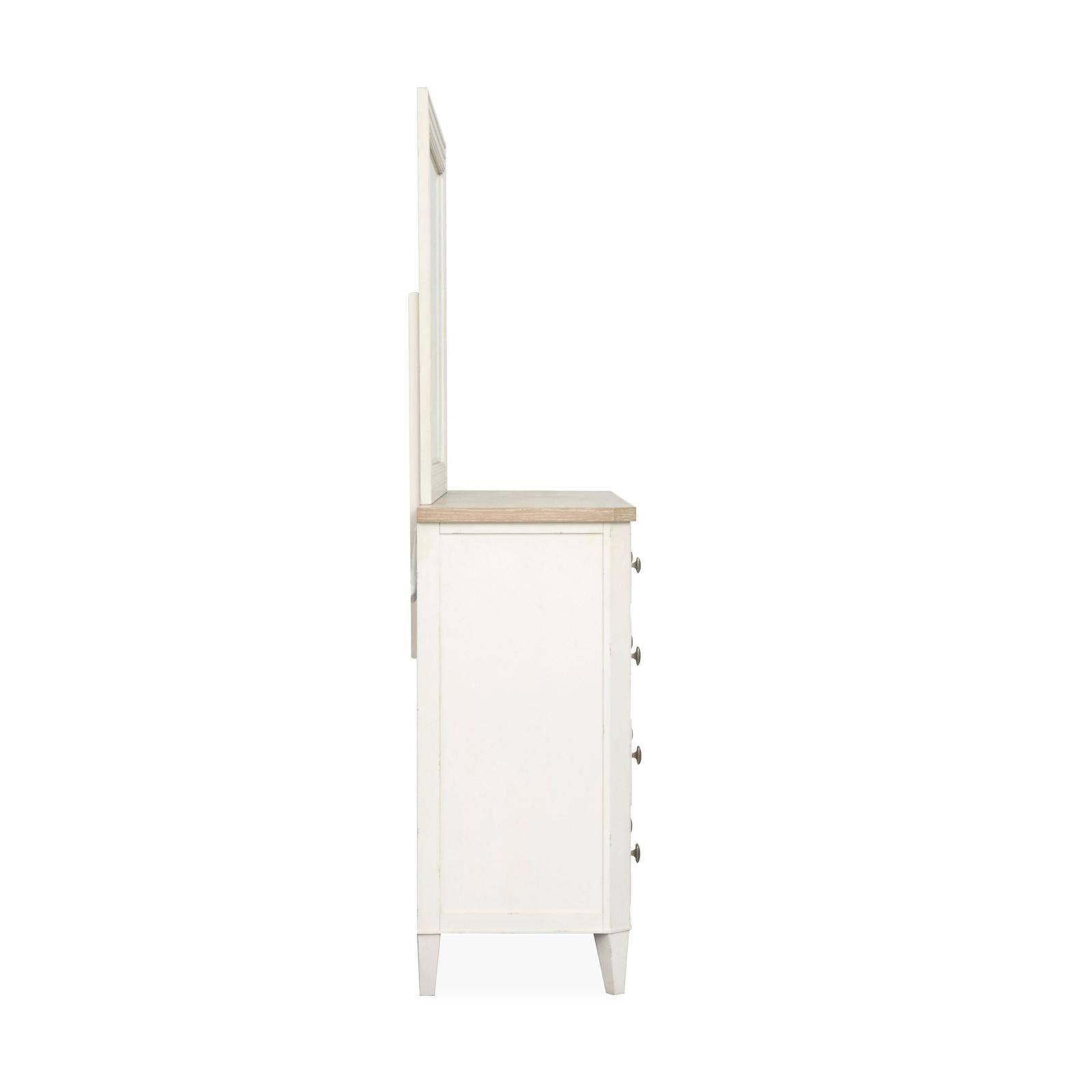 Salt Life Home Echo Isles Sea Pearl and Driftwood Double Drawer Dresser with Landscape Mirror