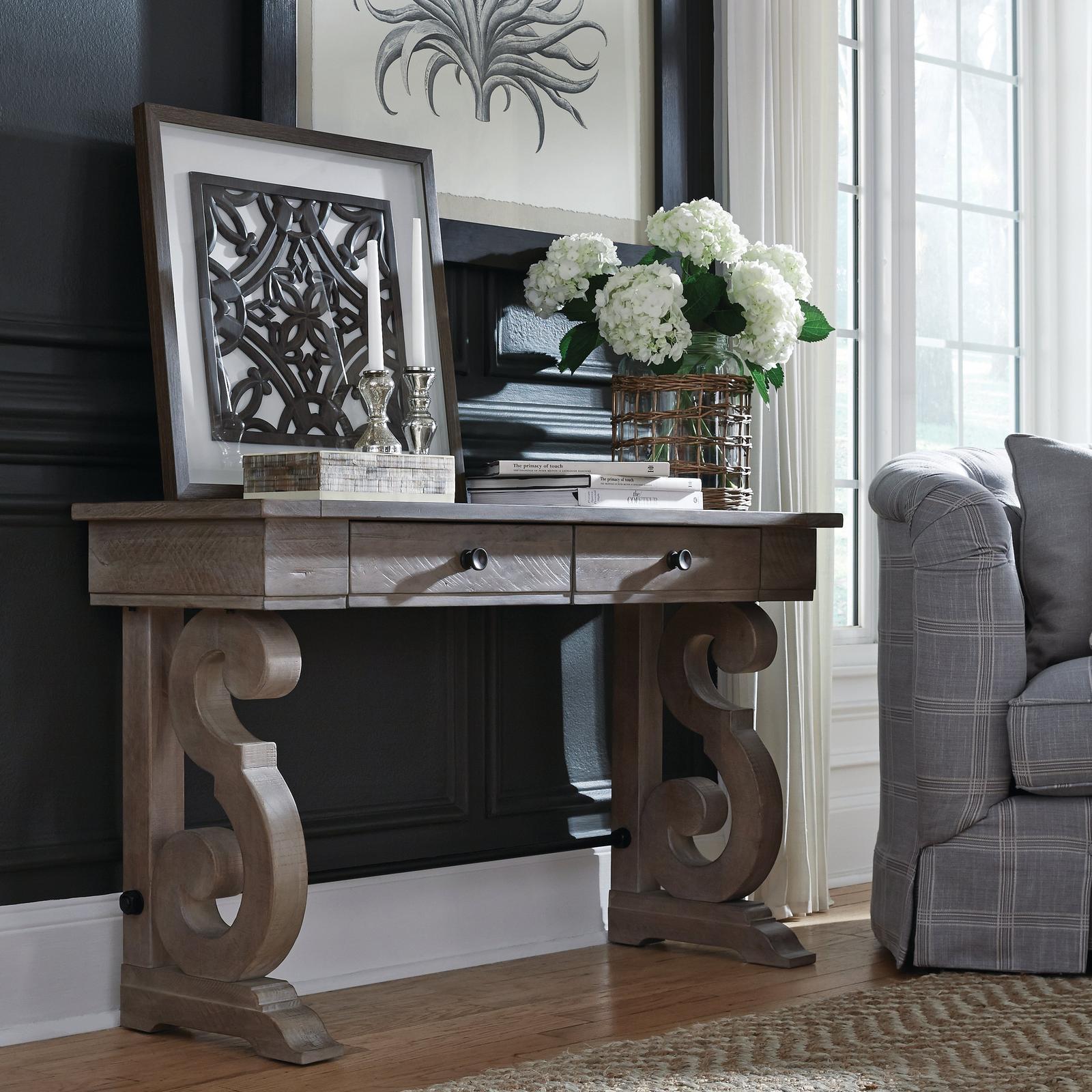Magnussen Home Tinley Park Dove Tail Grey Rectangular Sofa Table
