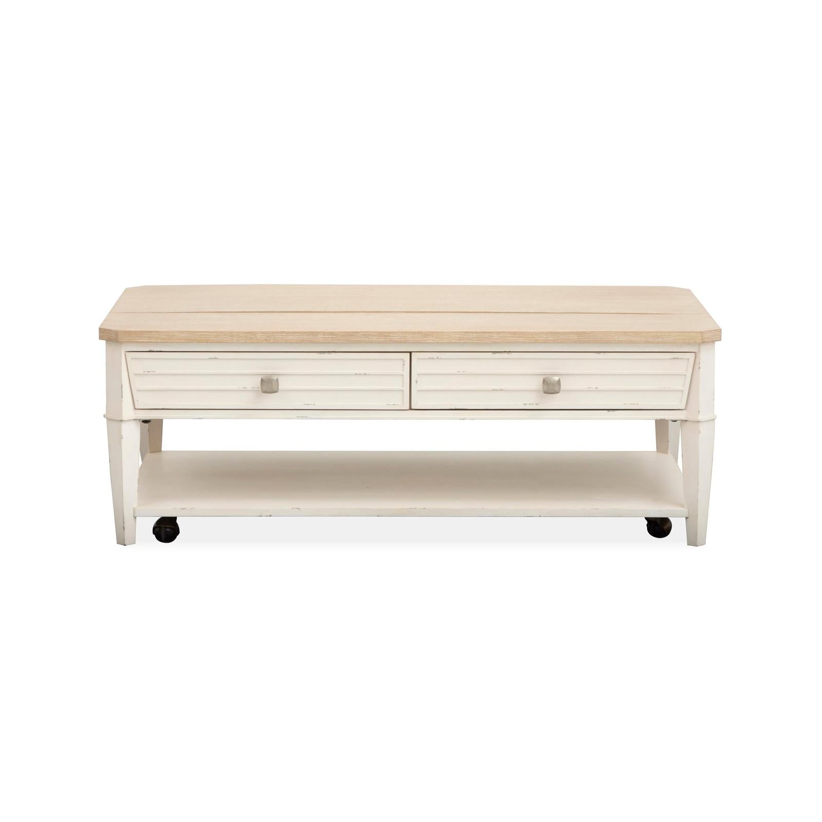 Salt Life Home Echo Isles Sea Pearl and Driftwood Lift Top Storage Cocktail Table with Casters