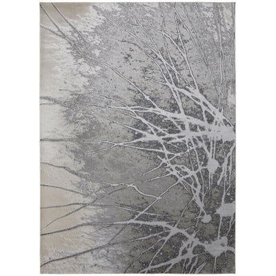 Feizy Astra 39L5F Transitional Abstract Rug in Gray/Silver/Ivory