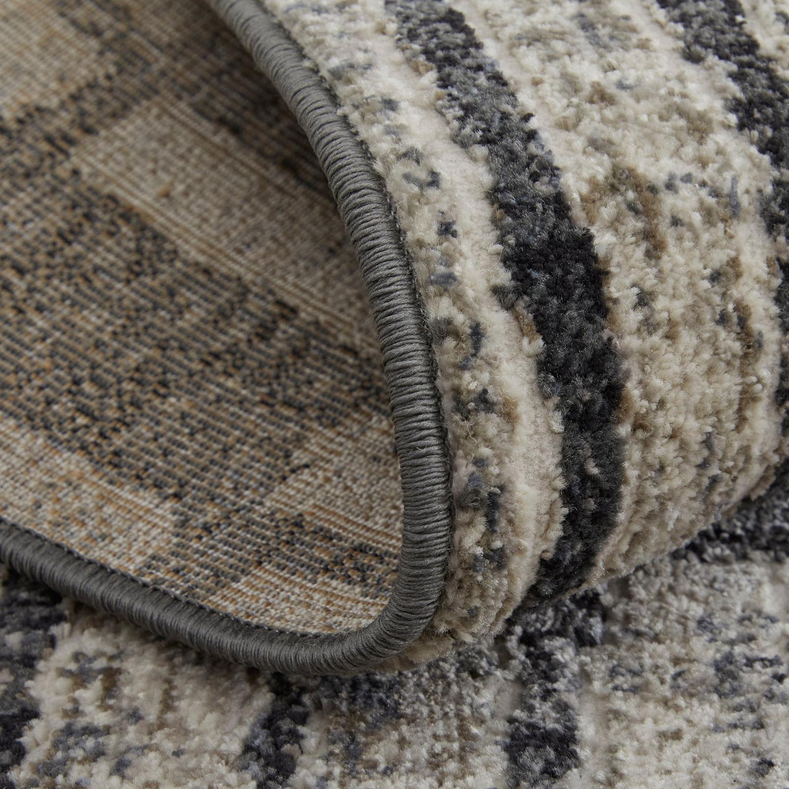 Feizy Kano 39LKF Transitional Geometric Rug in Gray/Black/Ivory