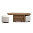 Magnussen Home Hayden Golden Oat Lift Top Storage Cocktail Table With Casters & 2 Uph.Stools