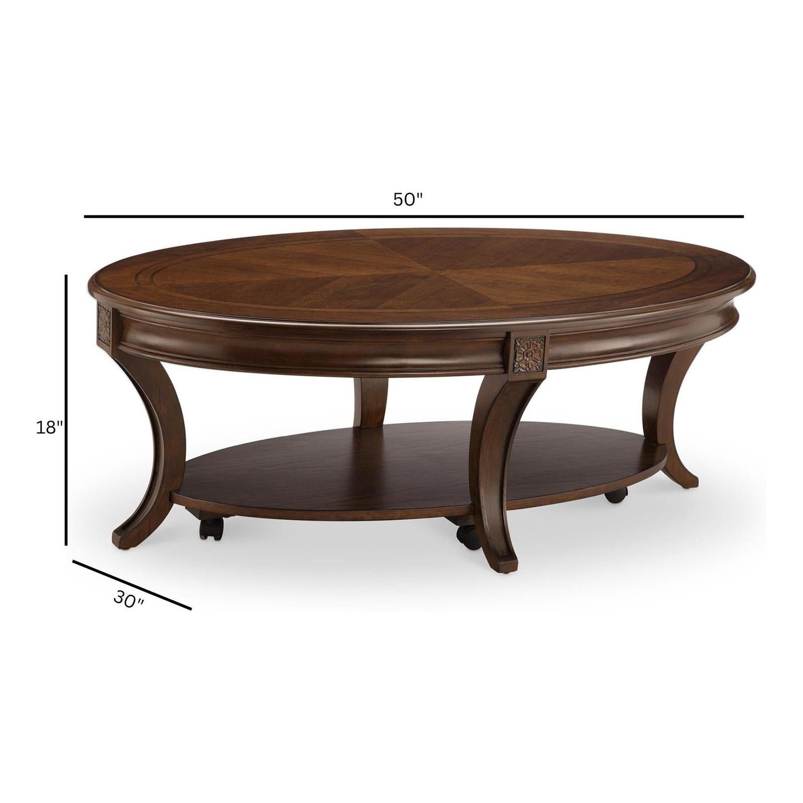 Magnussen Home Winslet Cherry Oval Cocktail Table With Casters