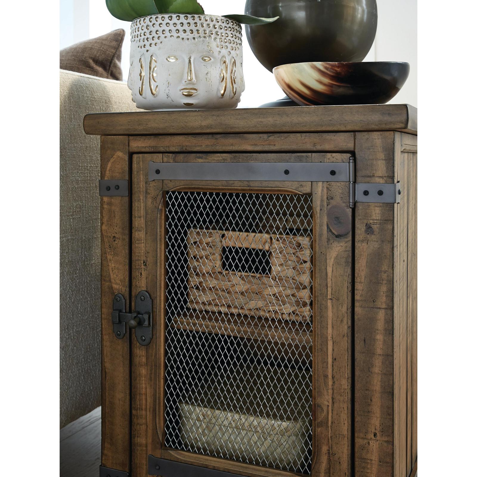 Magnussen Home Chesterfield Farmhouse Timber Chairside End Table