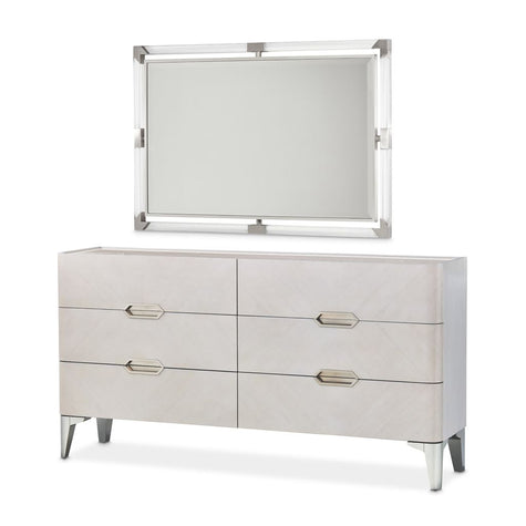 Michael Amini Penthouse Dresser with Mirror Set - Ash Gray
