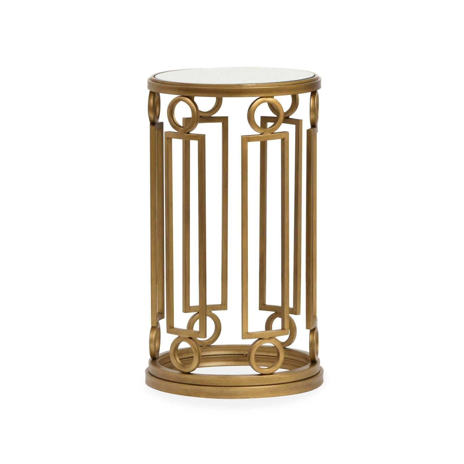 Magnussen Home Lorena Burnished Brass Round Accent Table