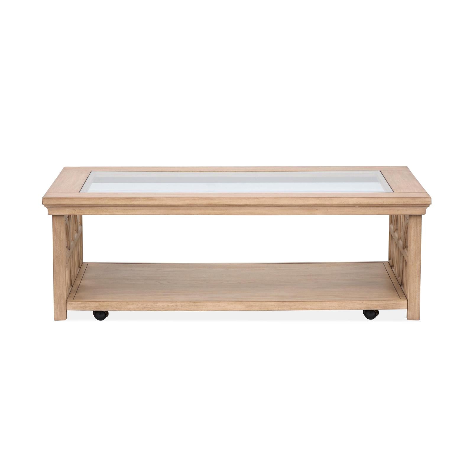 Magnussen Home Coventry Honey Wheat Rectangular Shelf Cocktail Table