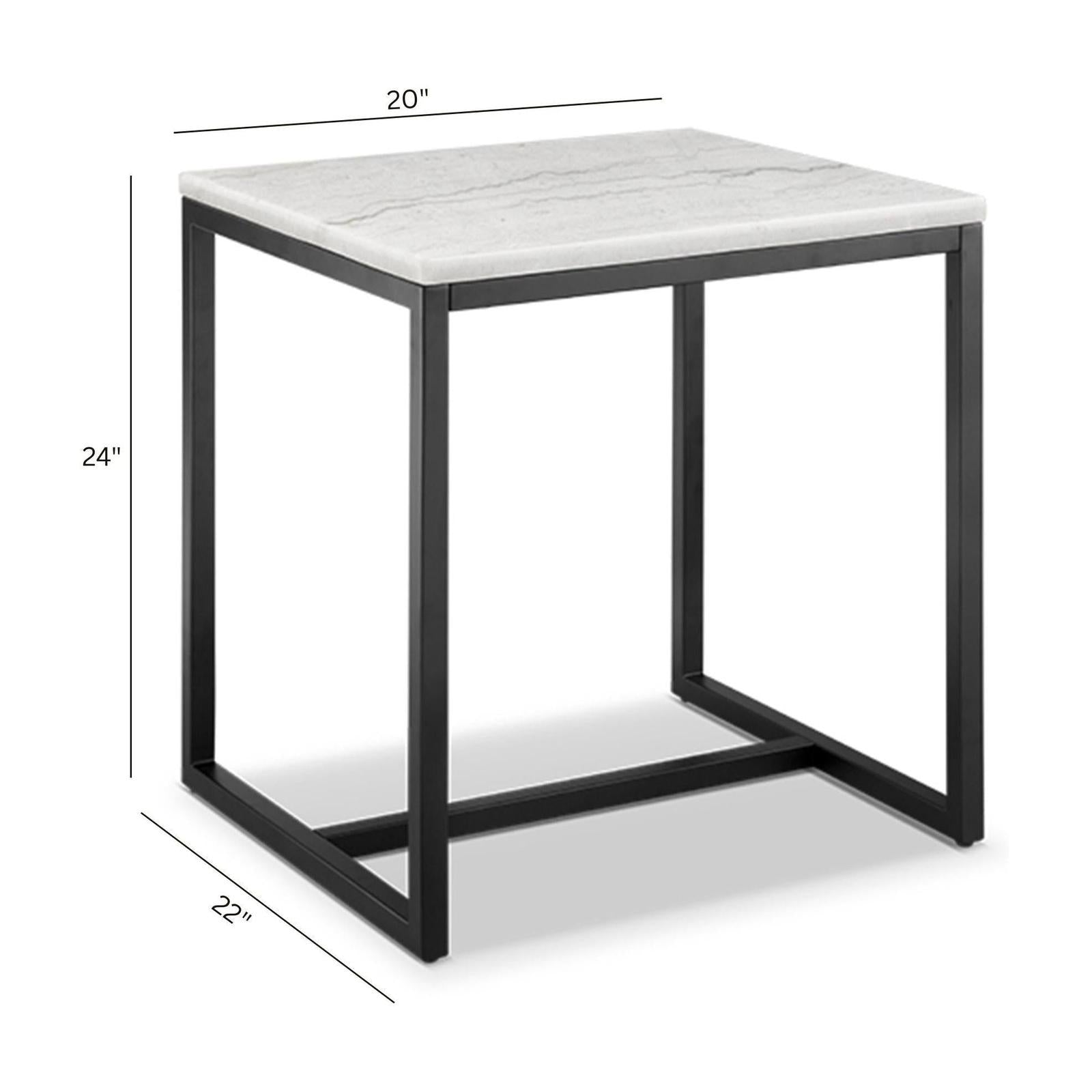 Magnussen Home Torin White Marble And Matte Black Rectangular End Table