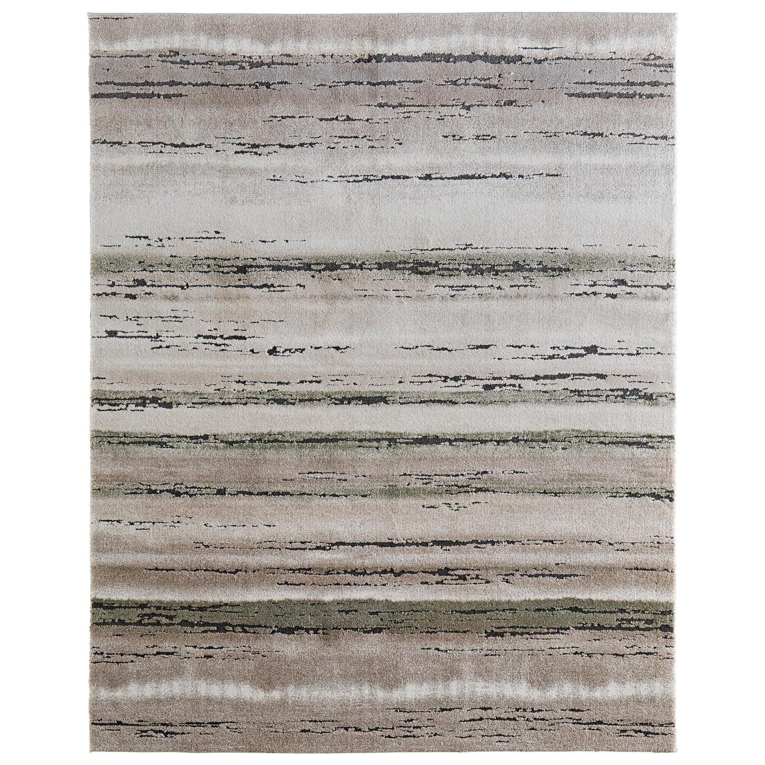Feizy Gilmore 39UQF Modern Stripes, Ivory/Gray/Green, Rug