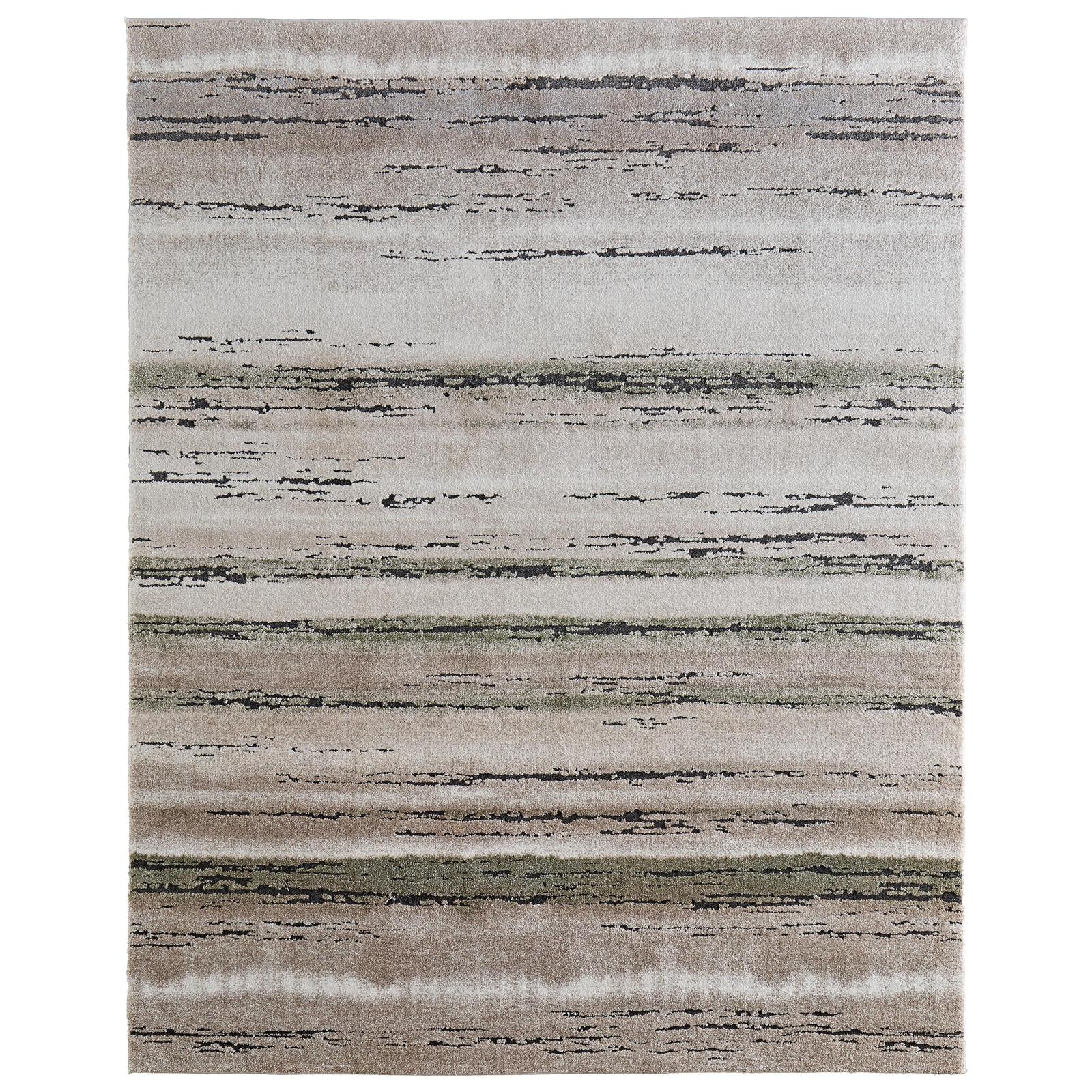 Feizy Gilmore 39UQF Modern Stripes, Ivory/Gray/Green, Rug