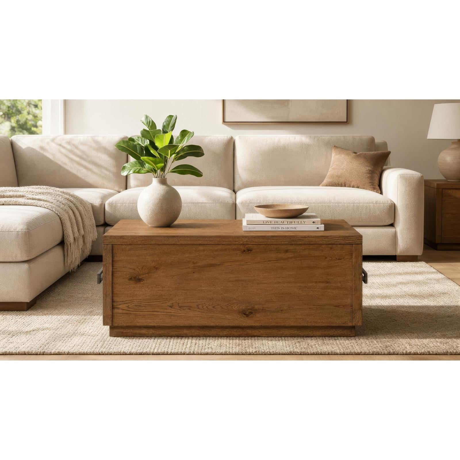 Magnussen Home Marcel Brown Lift Top Storage Cocktail Table