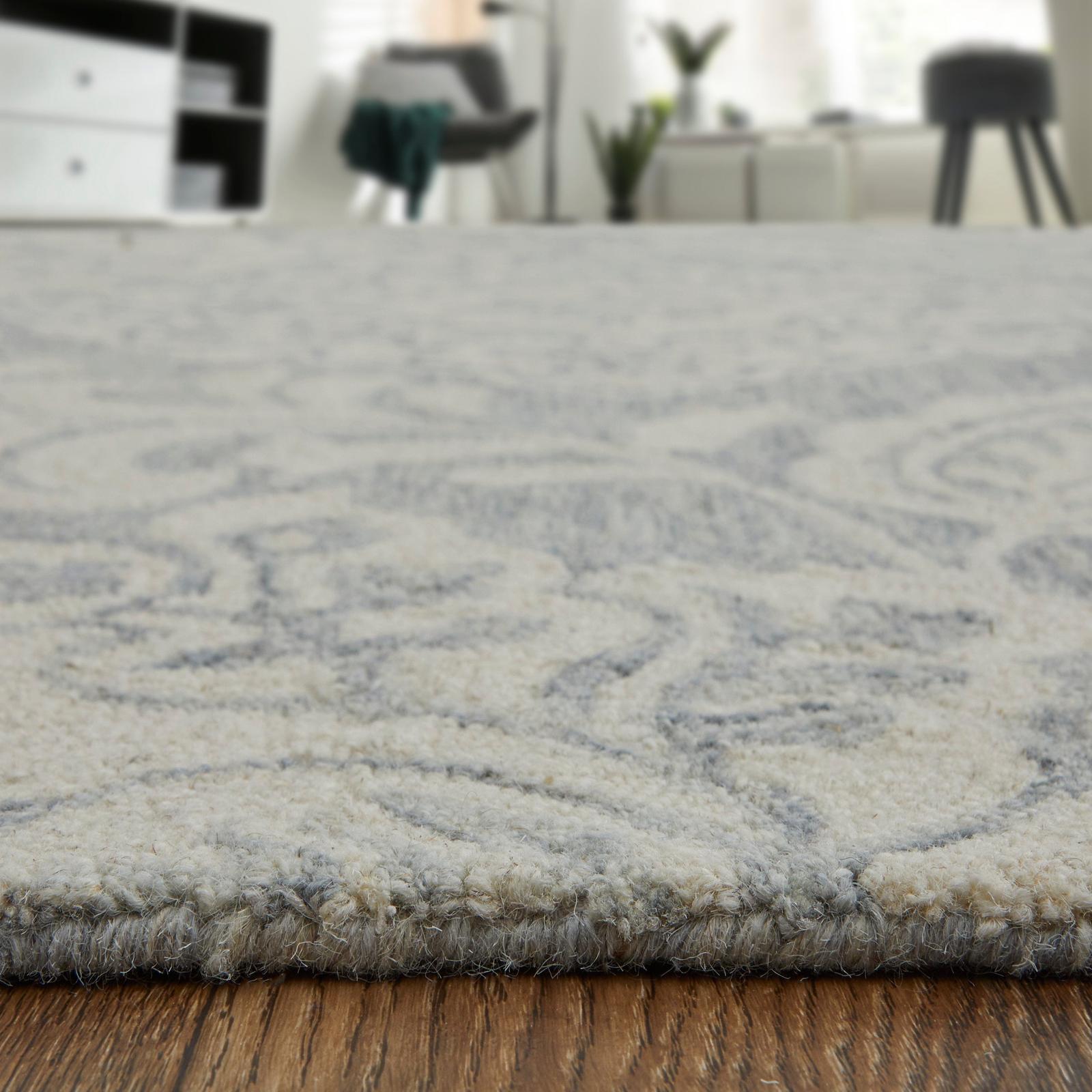 Feizy Belfort 8776F Transitional Medallion Rug in Blue/Ivory