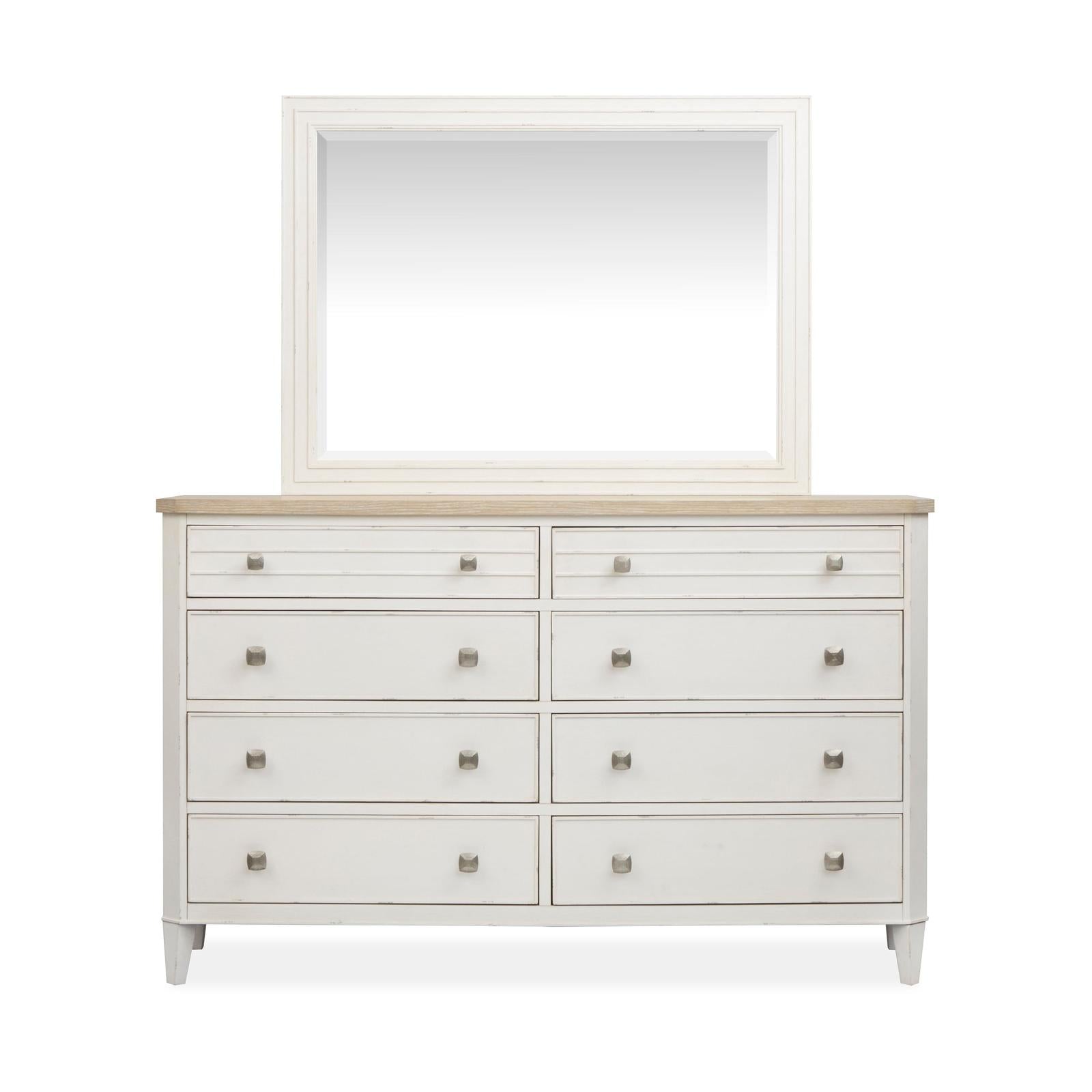 Salt Life Home Echo Isles Sea Pearl and Driftwood Double Drawer Dresser with Landscape Mirror